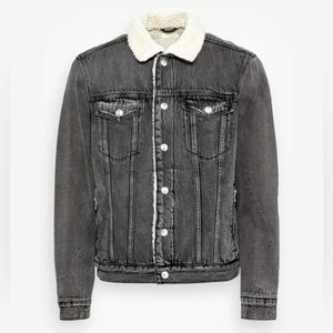 NWT Allsaints Fern Sherpa Lined Denim Jacket